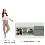 Bajo Mesada 150 cm 2 Cajones 2 Puertas Agata Blanco/Gris