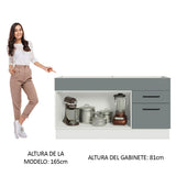 Bajo Mesada Cocina 150 cm 2 Puertas e 2 Cajones (Sin Mesada y Bacha) Blanco/Gris Agata Madesa