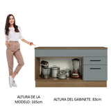 Bajo Mesada Cocina 150 cm 2 Cajones 2 Puertas (Con Mesada) Marrón/Gris Agata Madesa