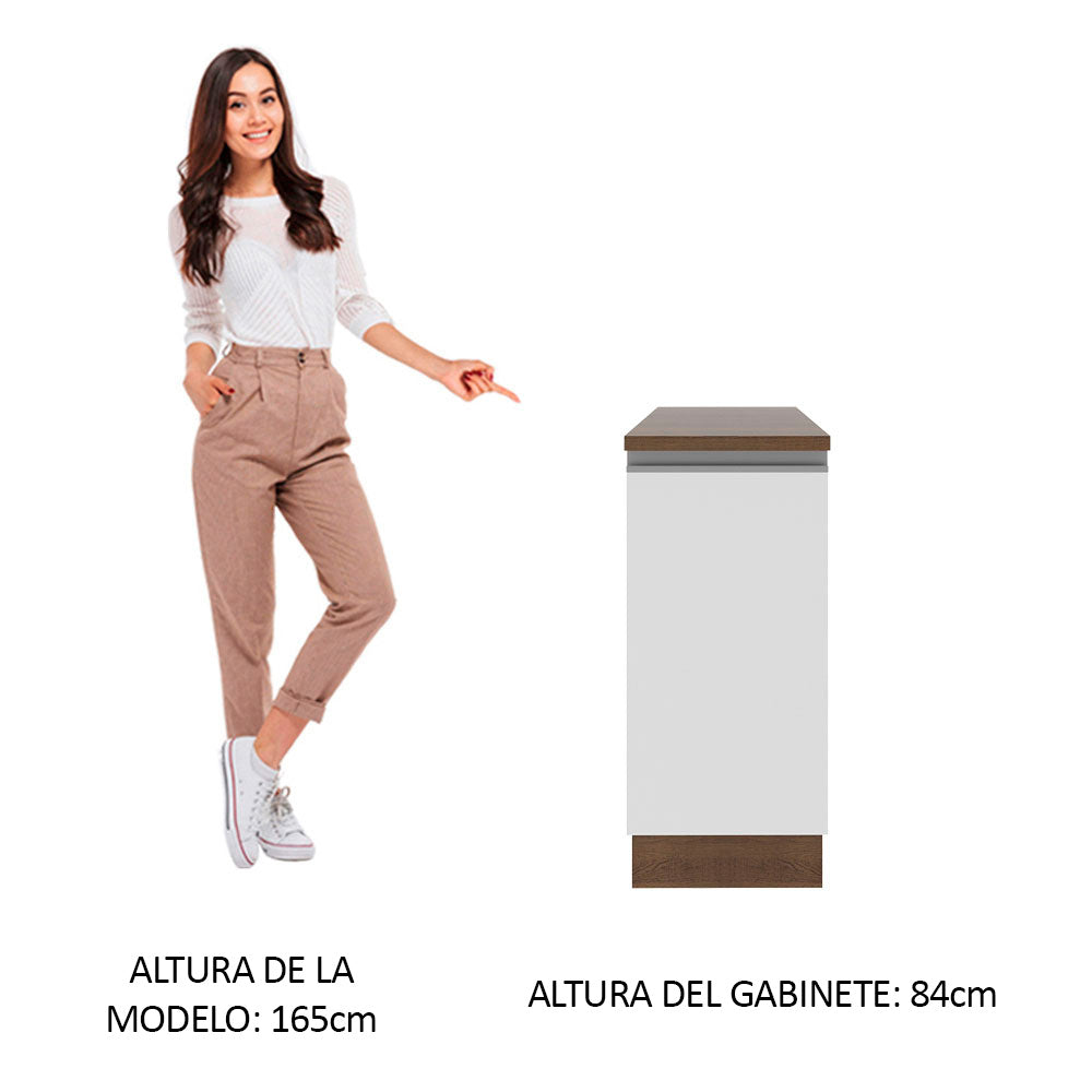 Bajo Mesada 35 cm 1 Puerta Glamy Marrón/Blanco