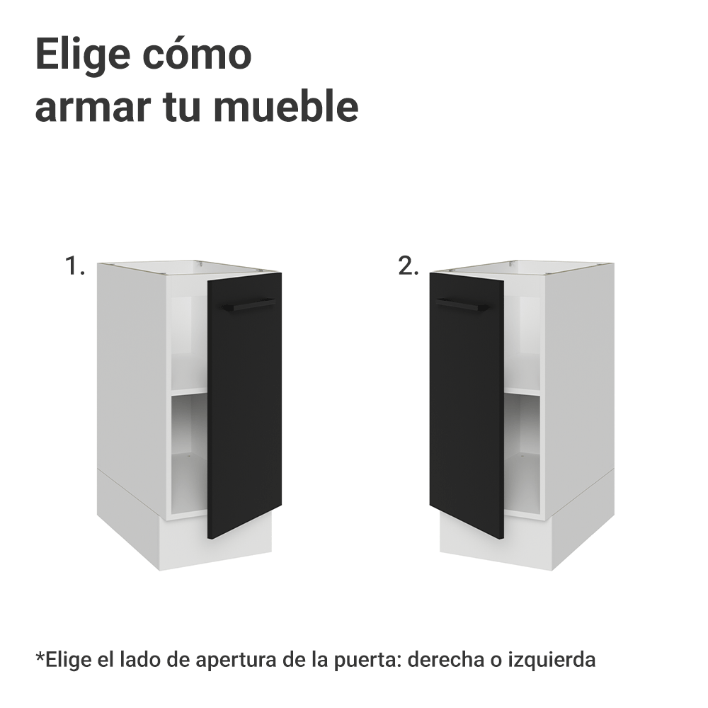 Bajo Mesada 35 cm 1 Puerta Sin Mesada Blanco/Negro Agata Madesa