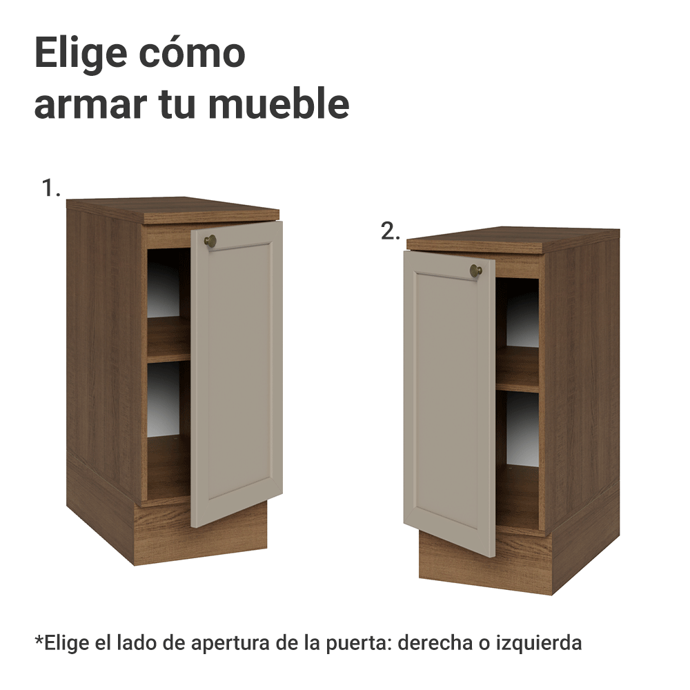 Bajo Mesada 35 cm 1 Pueta Marrón/Crema Vik Madesa