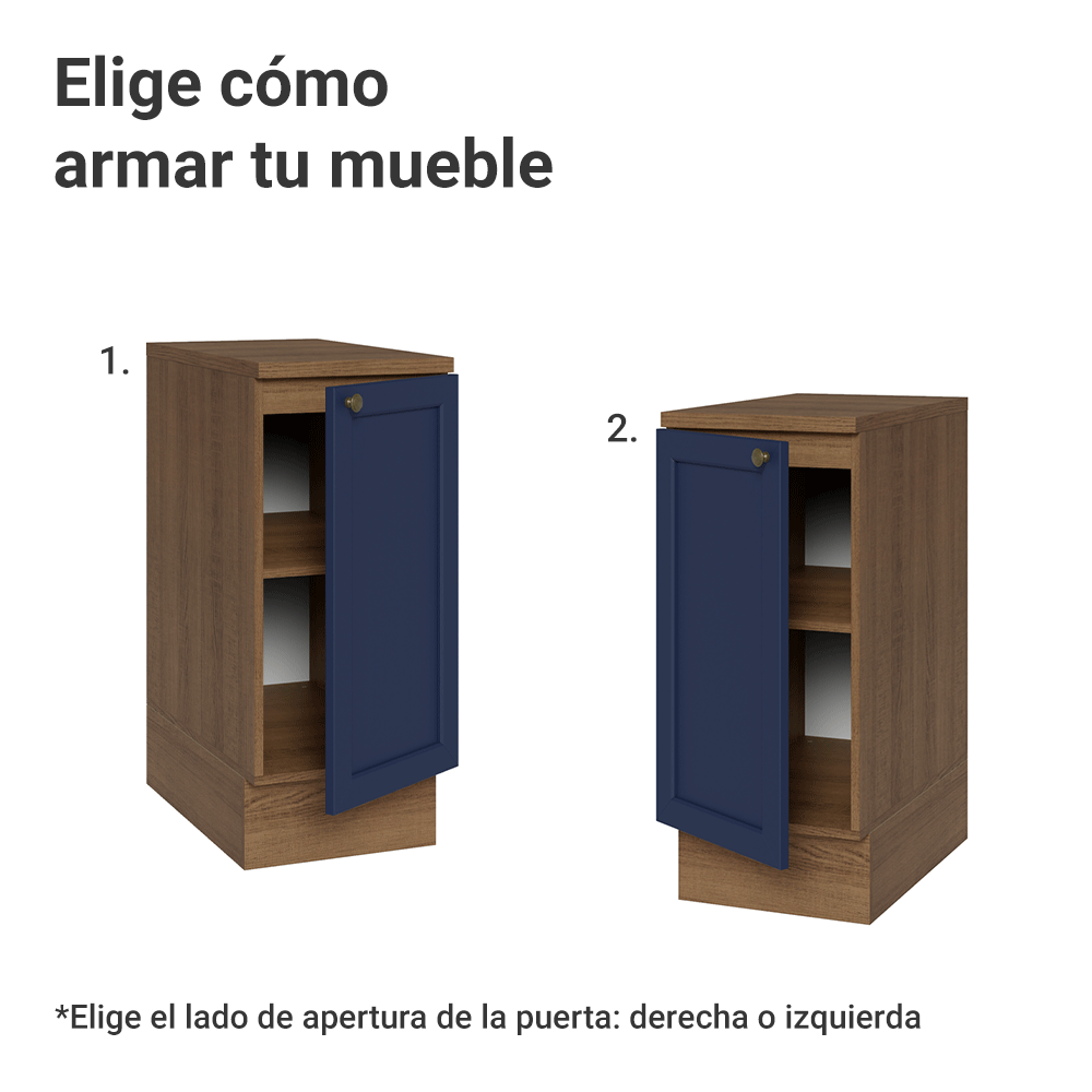 Bajo Mesada de Cocina 35 cm 1 Puerta Marrón/Azul Vik Madesa