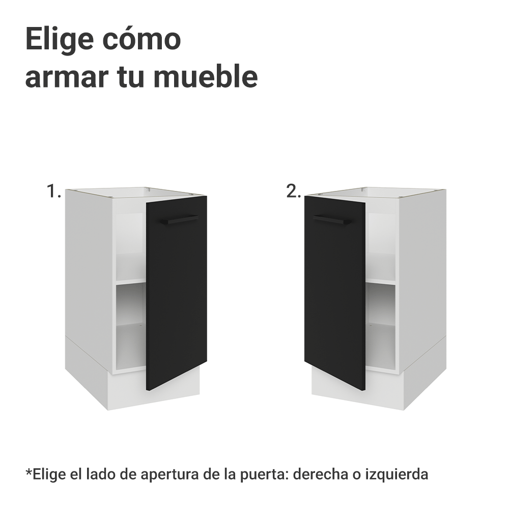 Bajo Mesada 40 cm 1 Puerta Sin Mesada Blanco/Negro Agata Madesa
