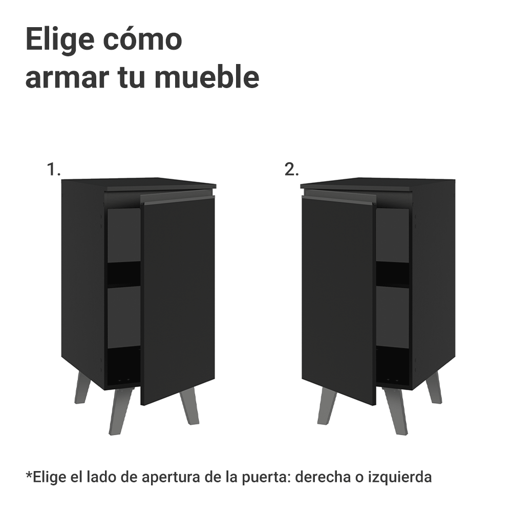Bajo Mesada de Cocina 40 cm 1 Puerta con Patas Negro Nice Madesa