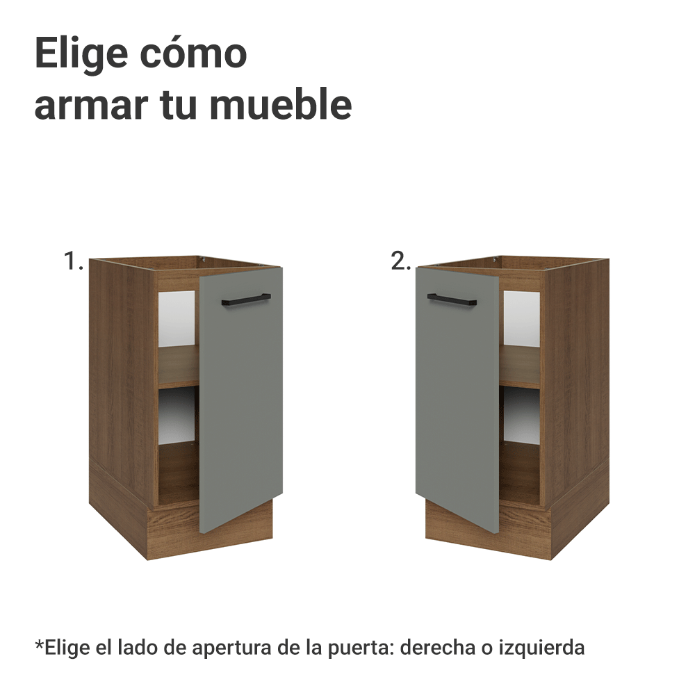 Bajo Mesada 40 cm 1 Puerta Sin Mesada Marrón/Gris Agata Madesa