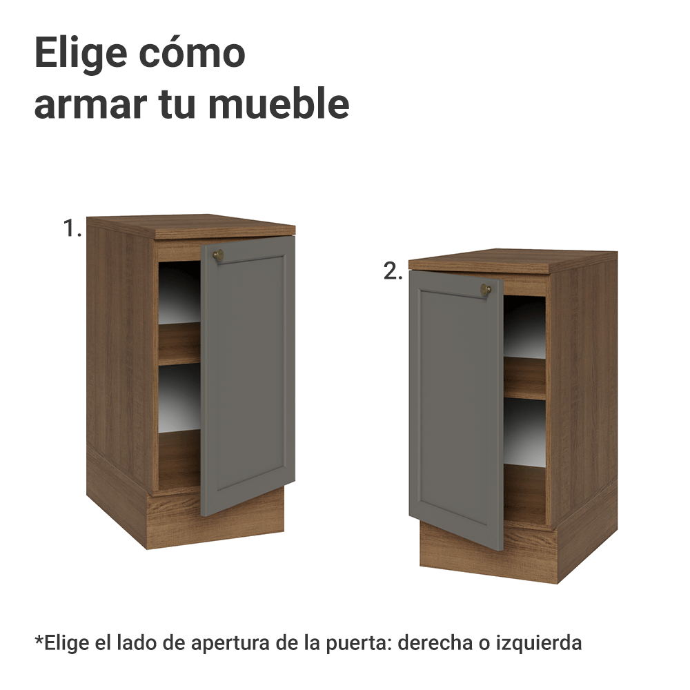 Bajo Mesada de Cocina 40 cm 1 Puerta Marrón/Gris Vik Madesa