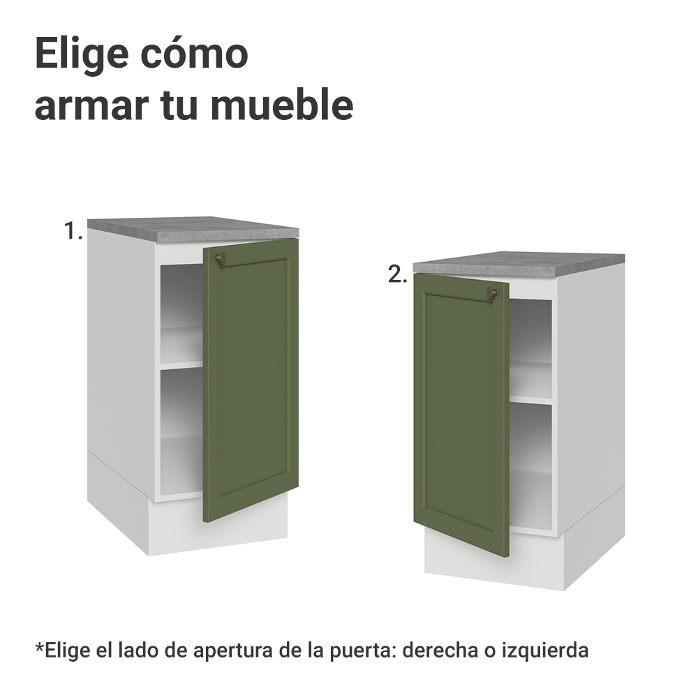 Bajo Mesada de Cocina 40 cm 1 Puerta Blanco/Verde Vik Madesa