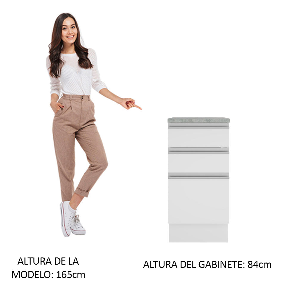 Bajo Mesada 40 cm 3 Cajones Blanco Glamy Madesa