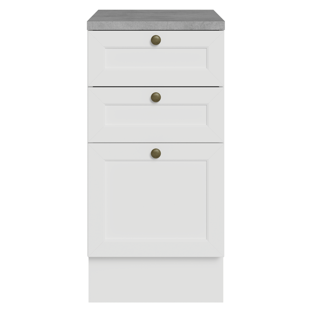 Bajo Mesada de Cocina 40 cm 3 Cajones Blanco Vik Madesa