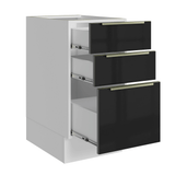 Bajo Mesada de Cocina 40 cm 3 Cajones (Sin Mesada) Blanco/Negro Lux Madesa