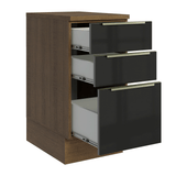 Bajo Mesada de Cocina 40 cm 3 Cajones (Con Mesada) Marrón/Negro Lux Madesa
