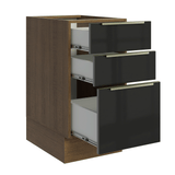 Bajo Mesada de Cocina 40 cm 3 Cajones (Sin Mesada) Marrón/Negro Lux Madesa