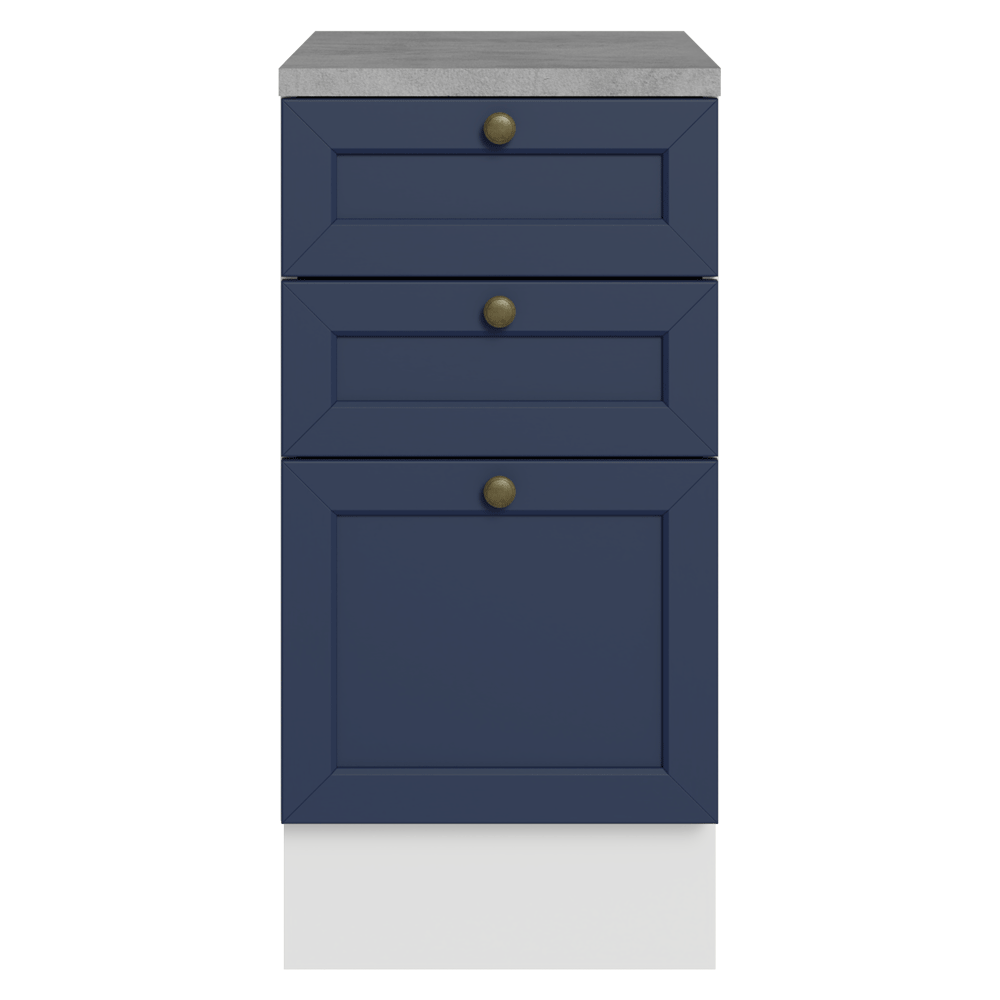 Bajo Mesada de Cocina 40 cm 3 Cajones Blanco/Azul Vik Madesa