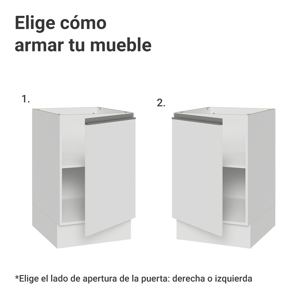 Bajo Mesada 50cm 1 Puerta (Sin Mesada) Blanco Glamy Madesa