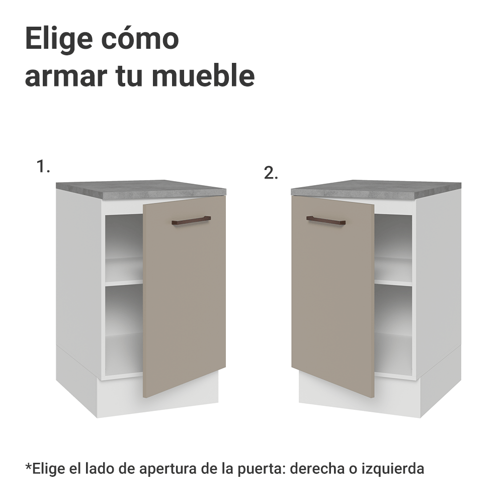 Bajo Mesada 50cm 1 puerta Blanco/Crema Agata Madesa
