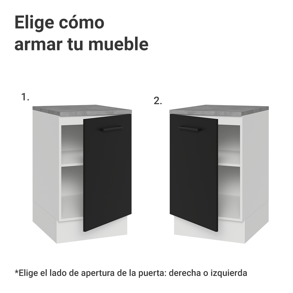 Bajo Mesada 50cm 1 Puerta Blanco/Negro Agata Madesa