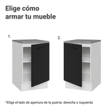 Bajo Mesada 50cm 1 Puerta Blanco/Negro Agata Madesa