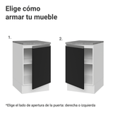 Bajo Mesada 50cm 1 Puerta Blanco/Negro Glamy Madesa