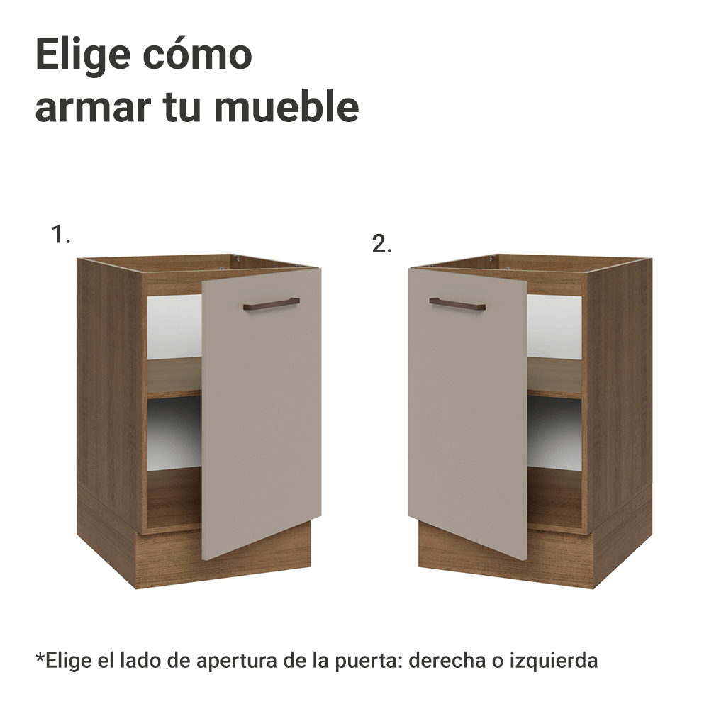 Bajo Mesada 50cm 1 Puerta (Sin Mesada) Marrón/Crema Agata Madesa