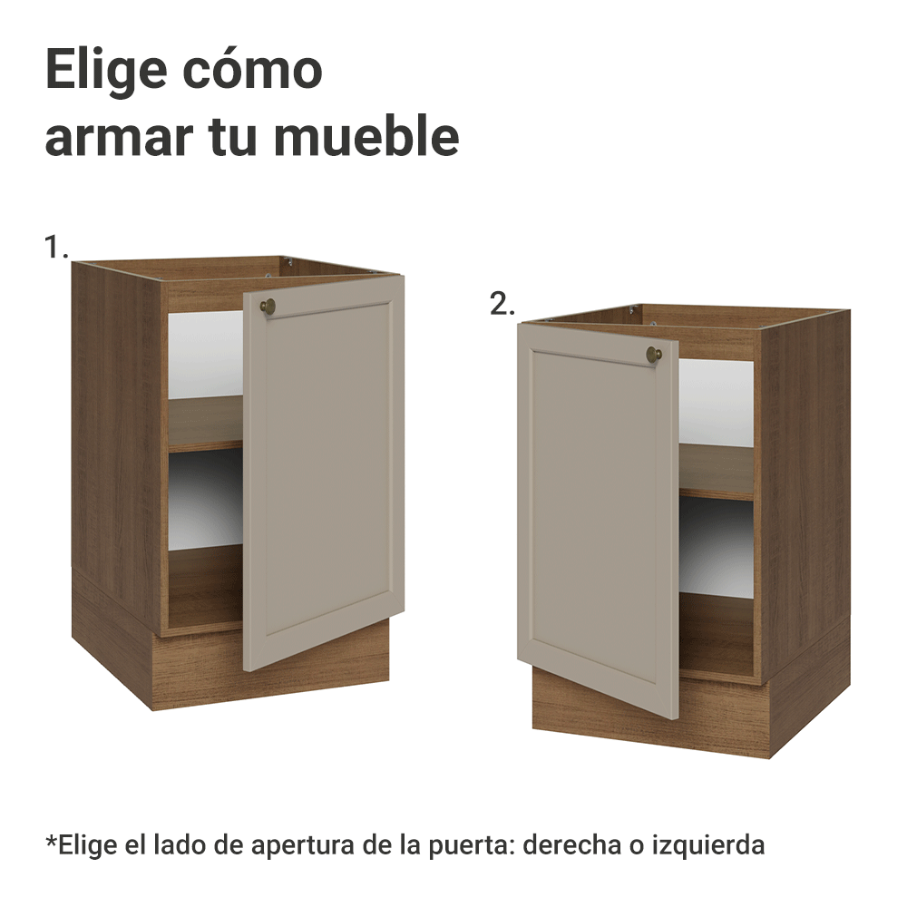 Bajo Mesada 50cm 1 Pueta (Sin Mesada) Marrón/Crema Vik Madesa