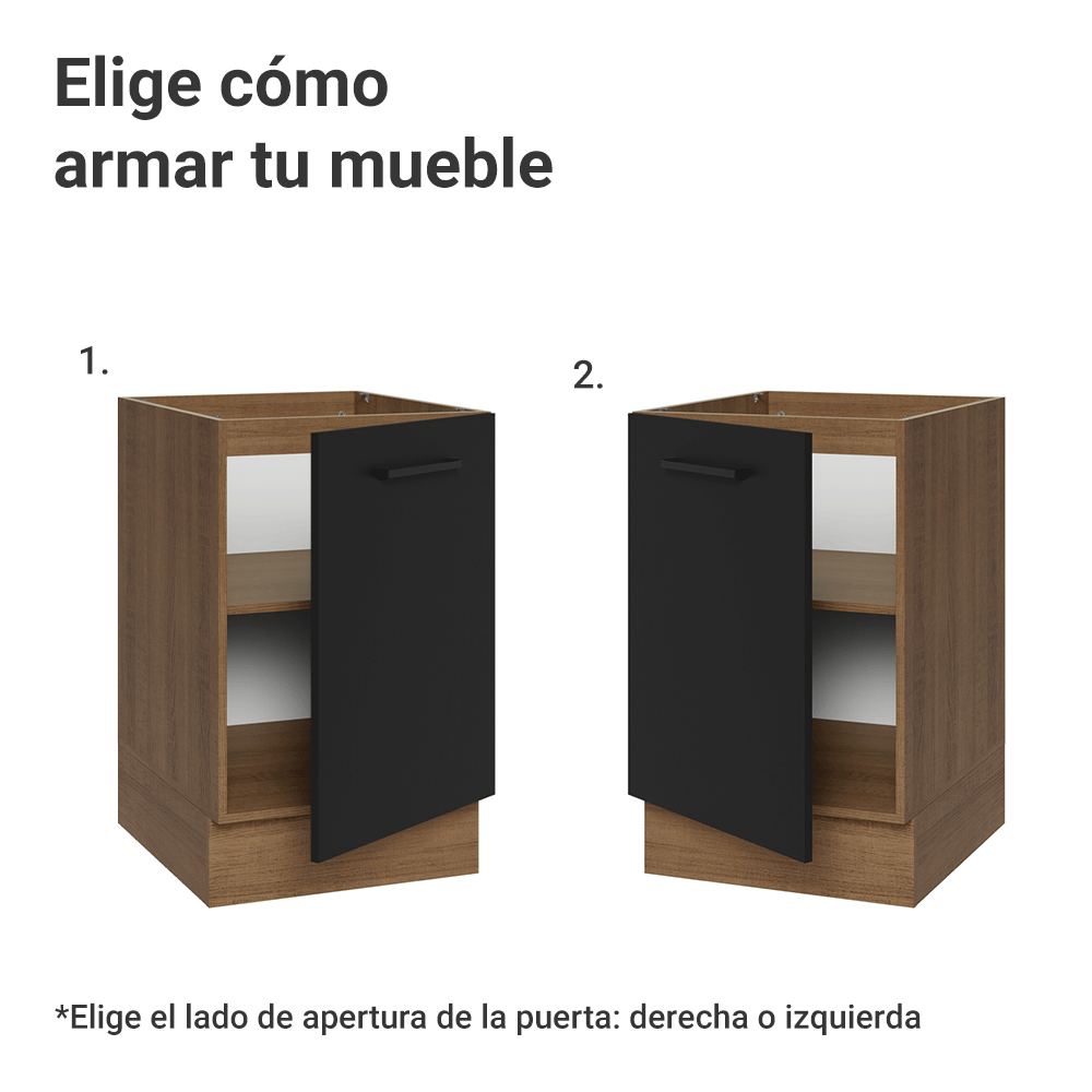 Bajo Mesada 50cm 1 Puerta (Sin Mesada) Marrón/Negro Agata Madesa