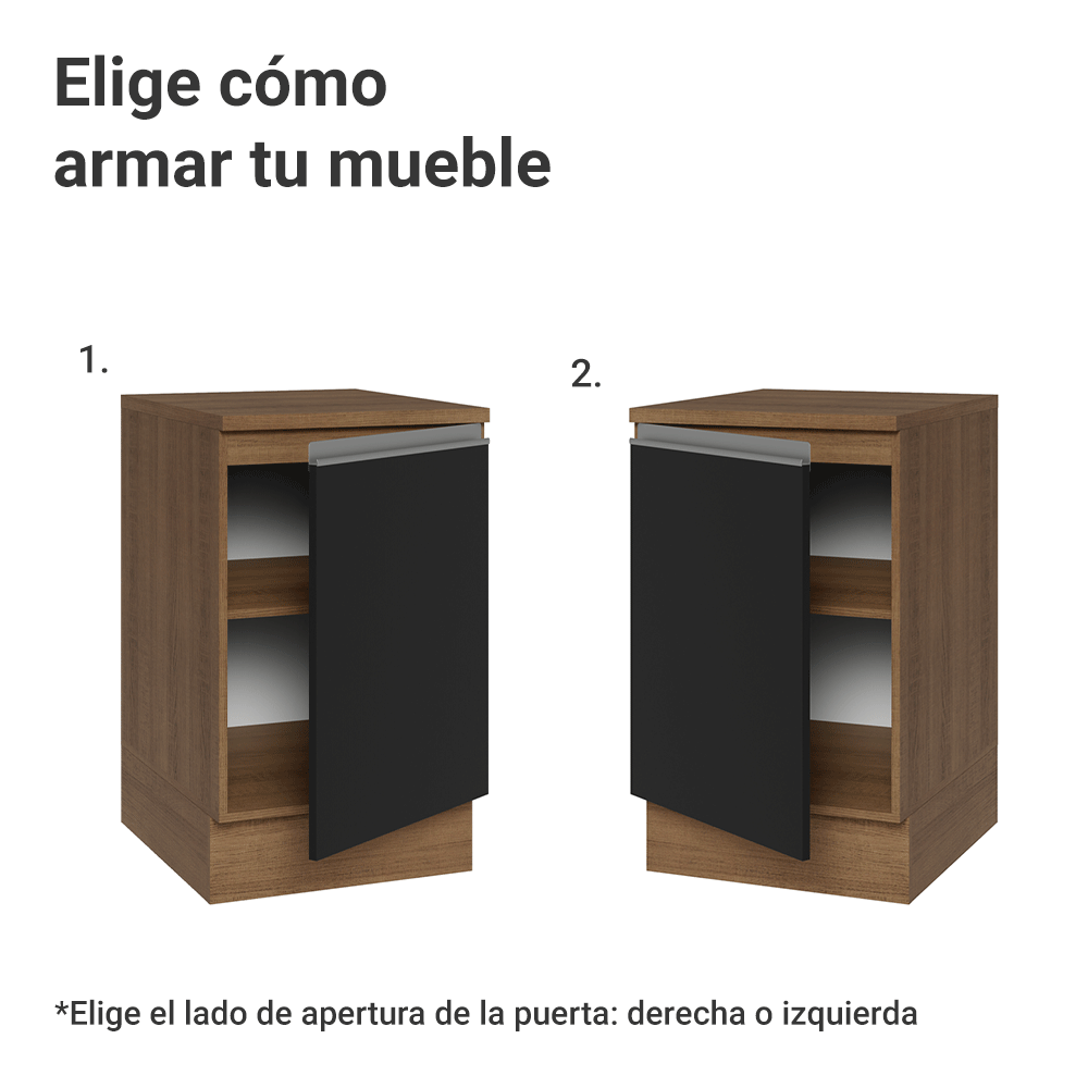 Bajo Mesada 50cm 1 Puerta Marrón/Negro Glamy Madesa