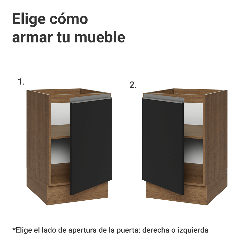 Bajo Mesada 50cm 1 Puerta (Sin Mesada) Marrón/Negro Glamy Madesa