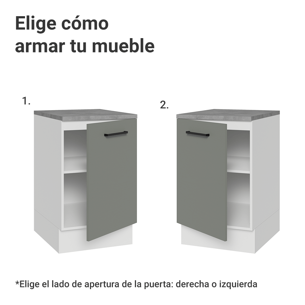 Bajo Mesada 50cm 1 Puerta Blanco/Gris Agata Madesa
