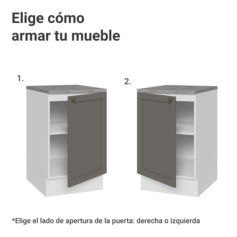 Bajo Mesada 50cm 1 puerta Blanco/Gris Vik Madesa