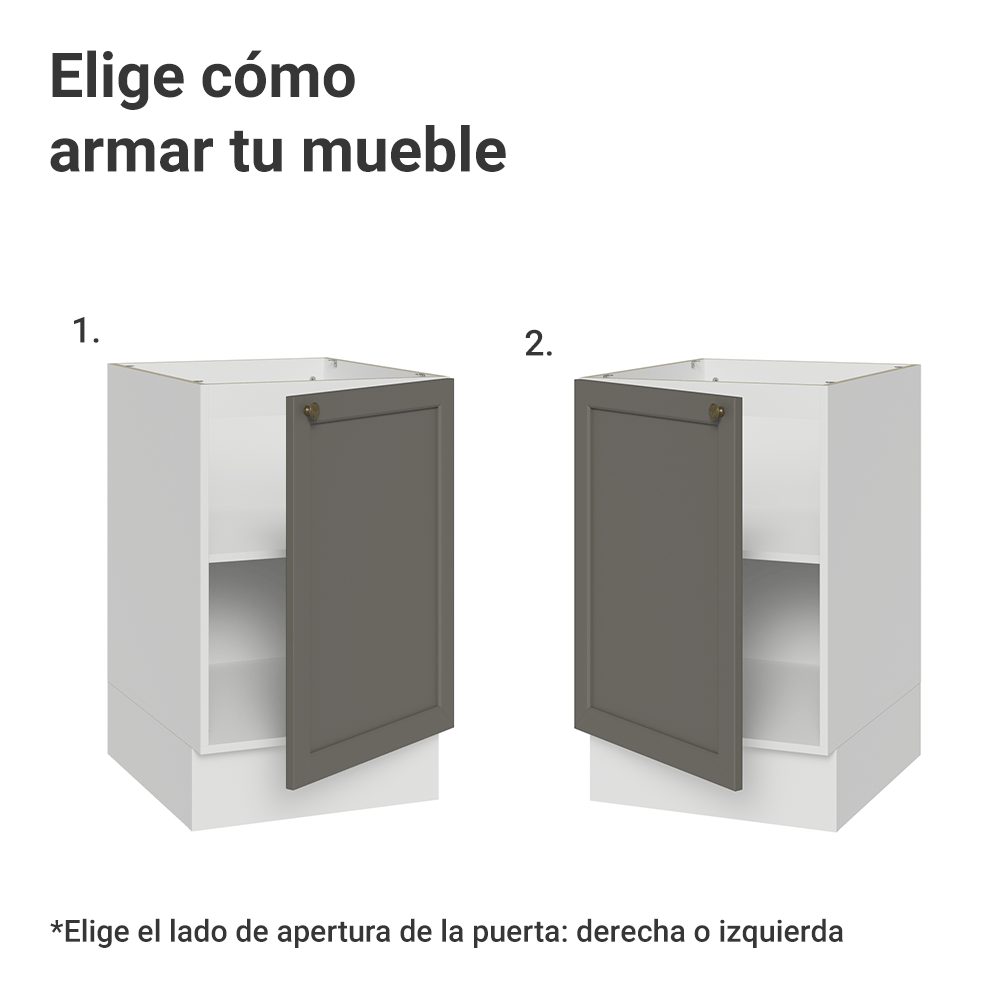 Bajo Mesada 50cm 1 Puerta (Sin Mesada) Blanco/Gris Vik Madesa