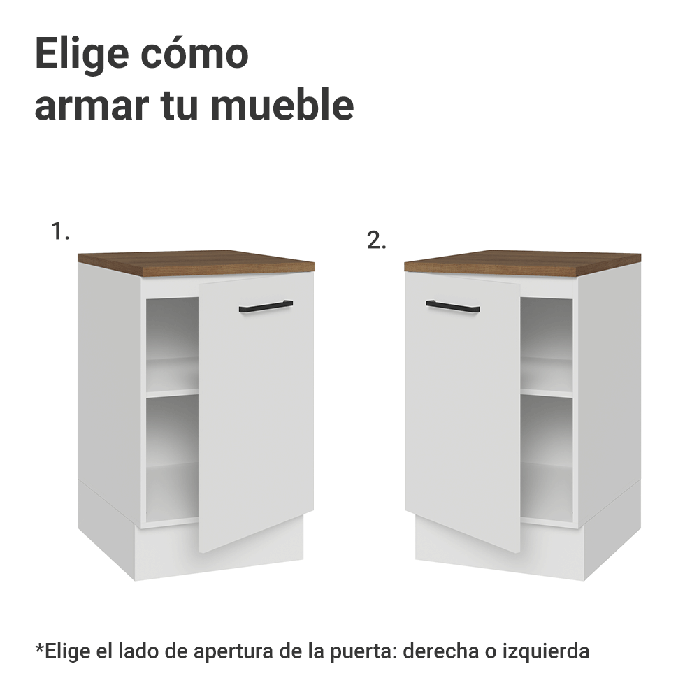 Bajo Mesada 50cm 1 puerta Blanco/Marrón Con Mesada Agata Madesa