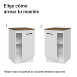 Bajo Mesada 50cm 1 puerta Blanco/Marrón Con Mesada Agata Madesa
