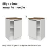 Bajo Mesada 50cm 1 puerta, Blanco/Marrón Glamy Madesa