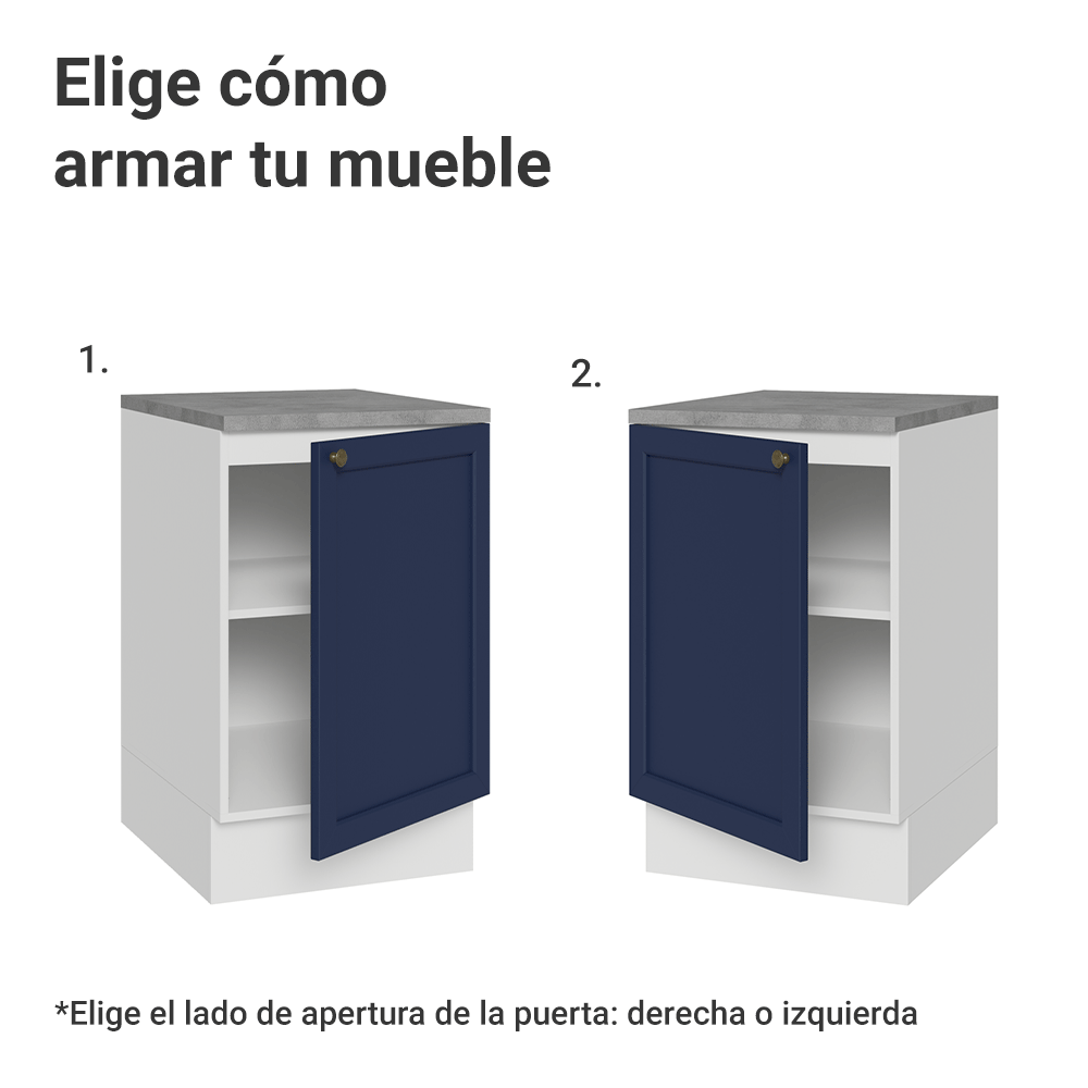 Bajo Mesada 50cm 1 puerta Blanco/Azul Vik Madesa
