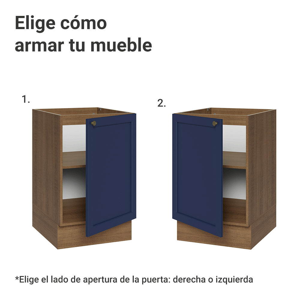 Bajo Mesada 50cm 1 Puerta (Sin Mesada) Marrón/Azul Vik Madesa
