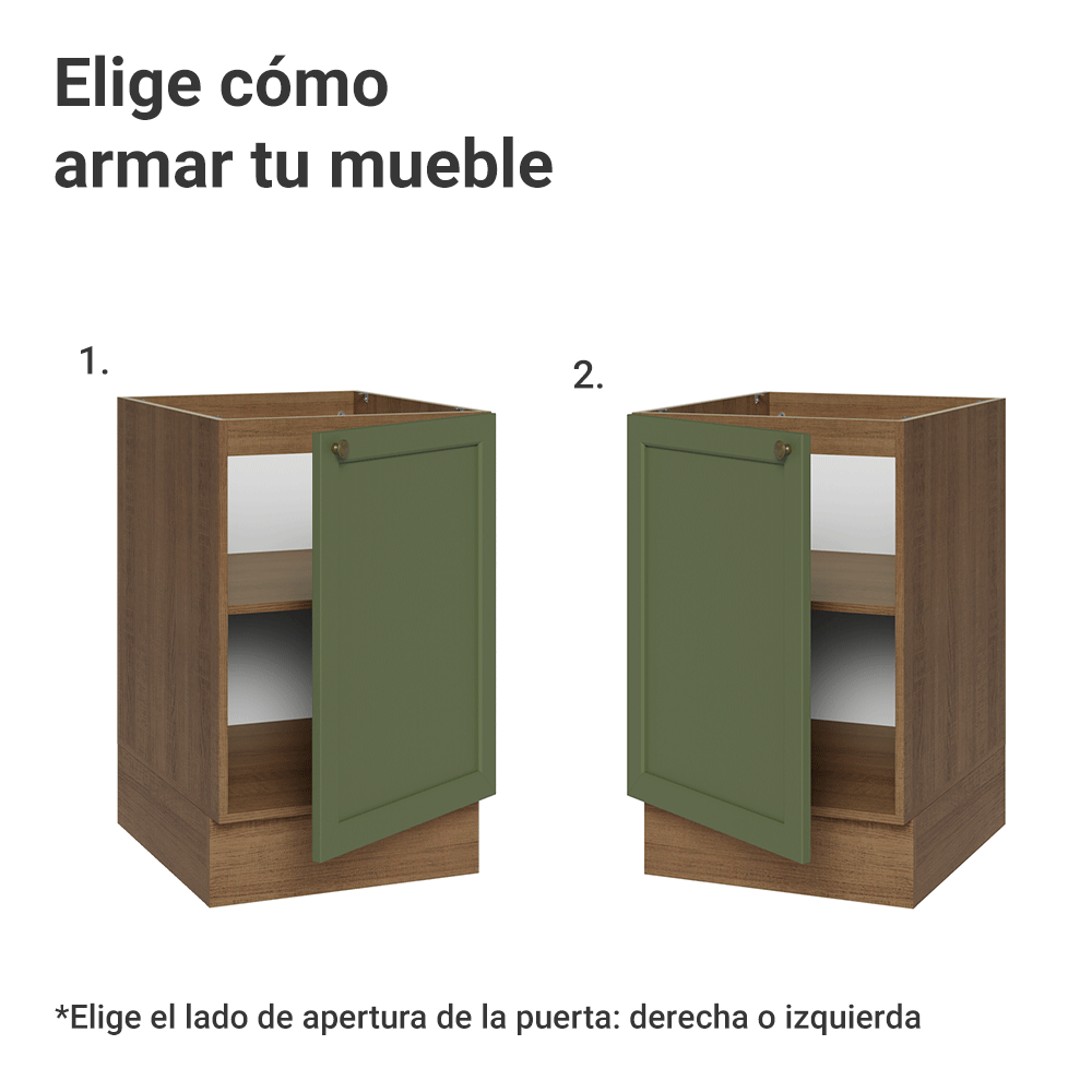 Bajo Mesada 50cm 1 Puerta (Sin Mesada) Marrón/Verde Vik Madesa