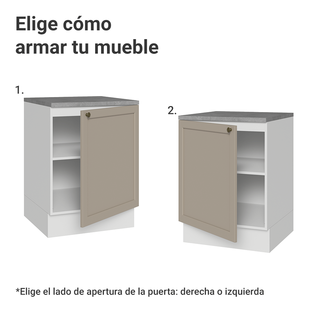 Bajo Mesada 60 cm 1 Puerta Blanco/Crema Vik Madesa