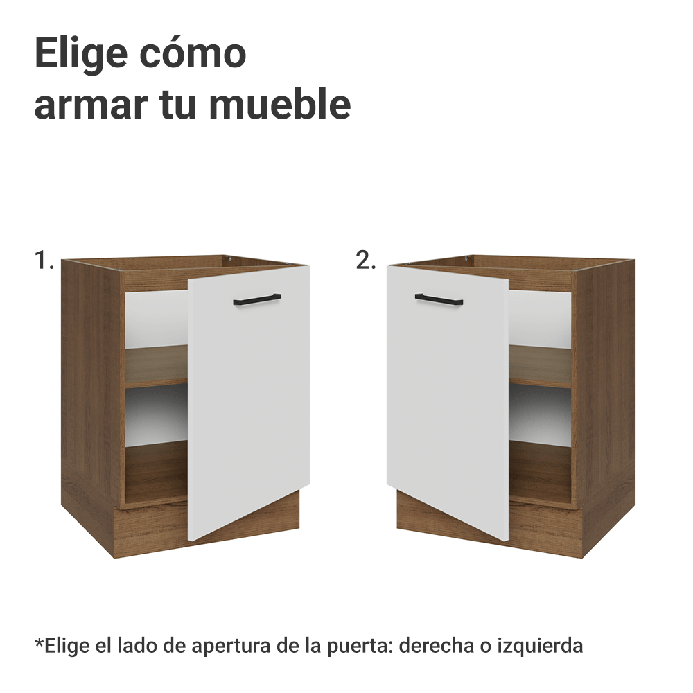 Bajo Mesada 60 cm 1 Puerta Sin Mesada Marrón/Blanco Agata Madesa
