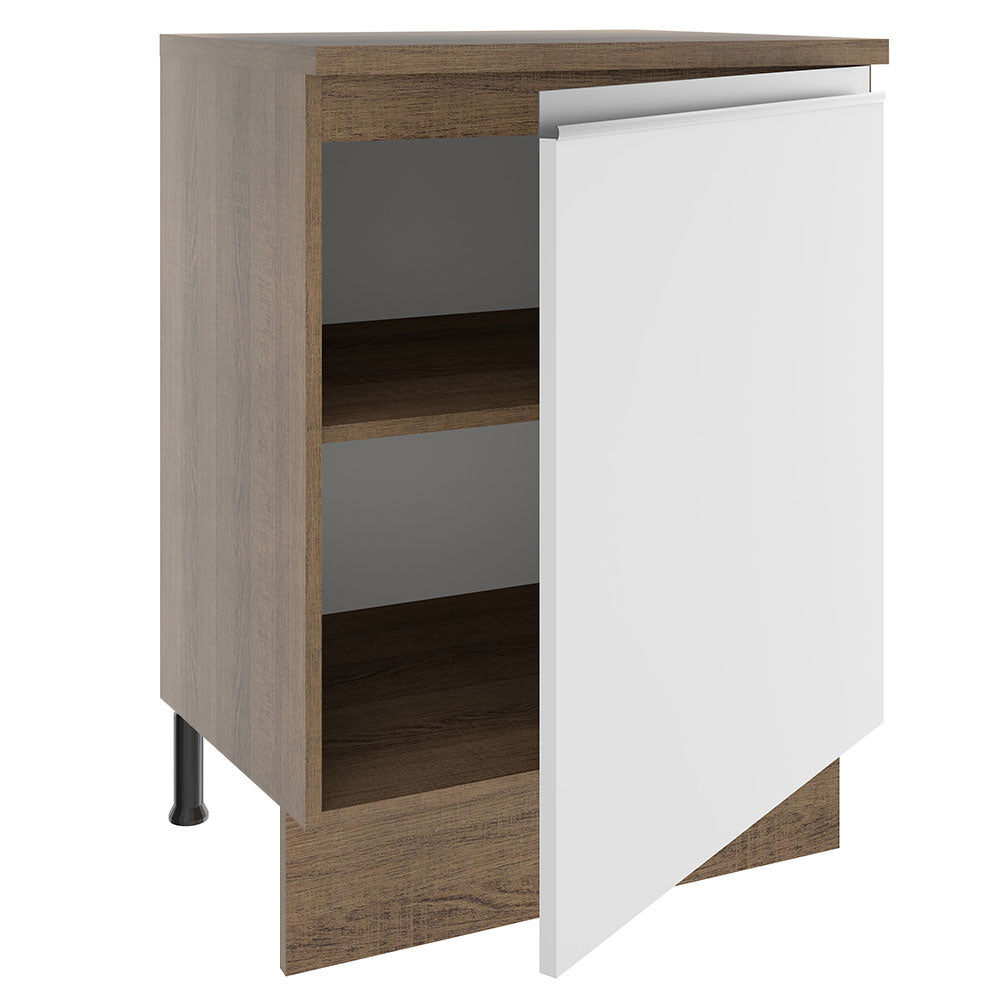 Bajo Mesada 60 cm 1 Puerta Glamy Marrón/Blanco