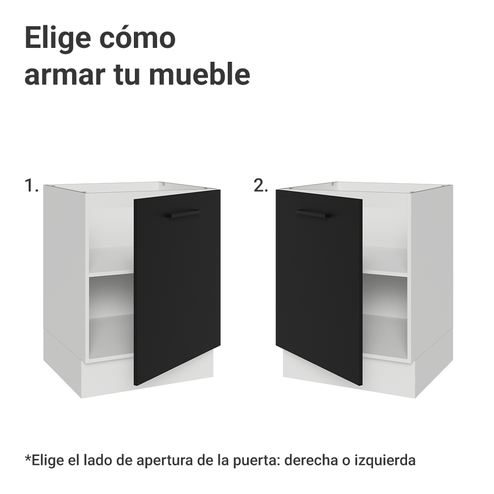 Bajo Mesada 60 cm 1 Puerta Sin Mesada Blanco/Negro Agata Madesa