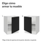 Bajo Mesada 60 cm 1 Puerta Sin Mesada Blanco/Negro Agata Madesa
