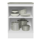 Bajo Mesada 60 cm 1 Puerta (Con Mesada) Blanco/Negro Lux Madesa