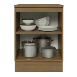 Bajo Mesada de Cocina 60 cm 1 Puerta (Con Mesada) Marrón/Negro Lux Madesa