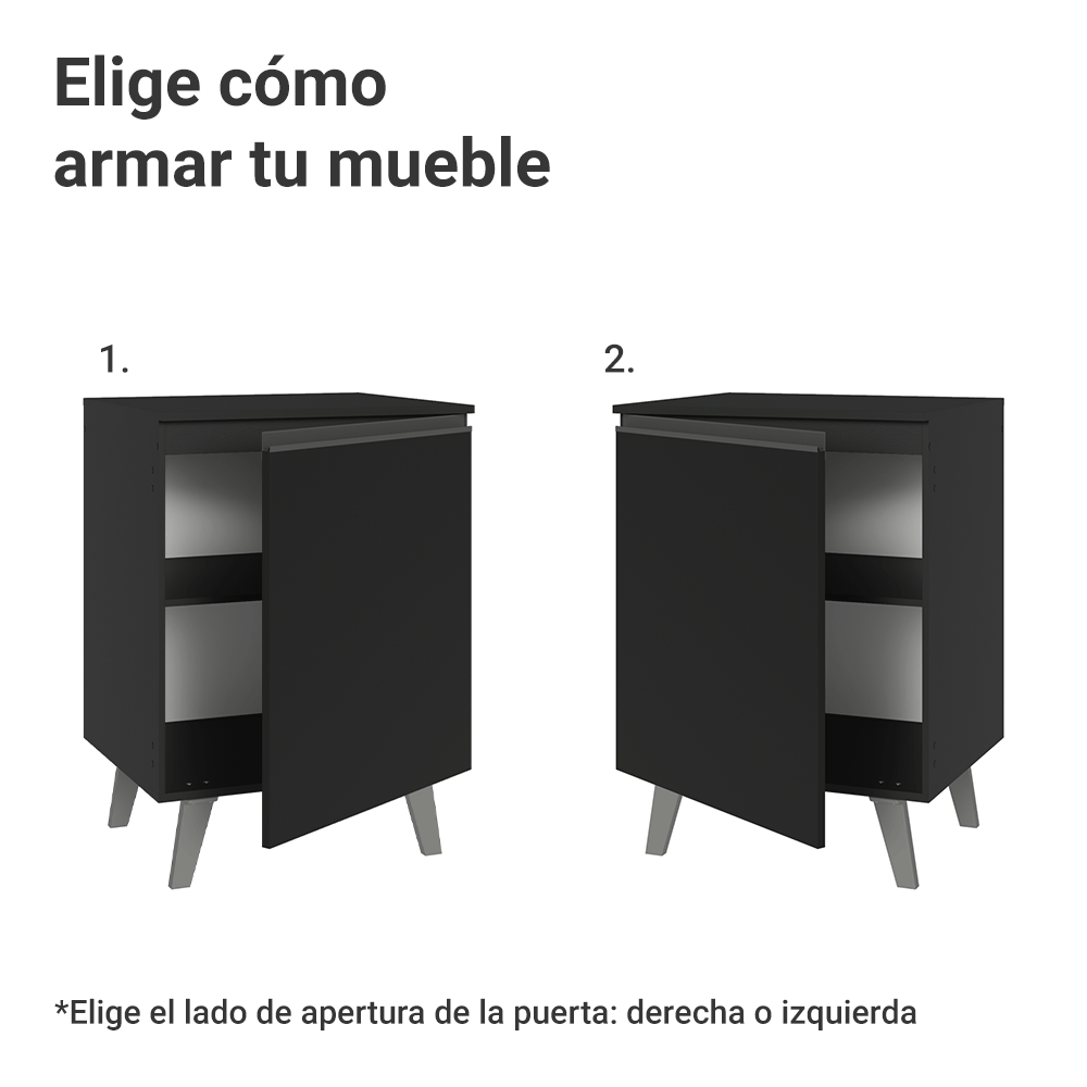Bajo Mesada de Cocina 60 cm 1 Puerta con Patas Negro Nice Madesa