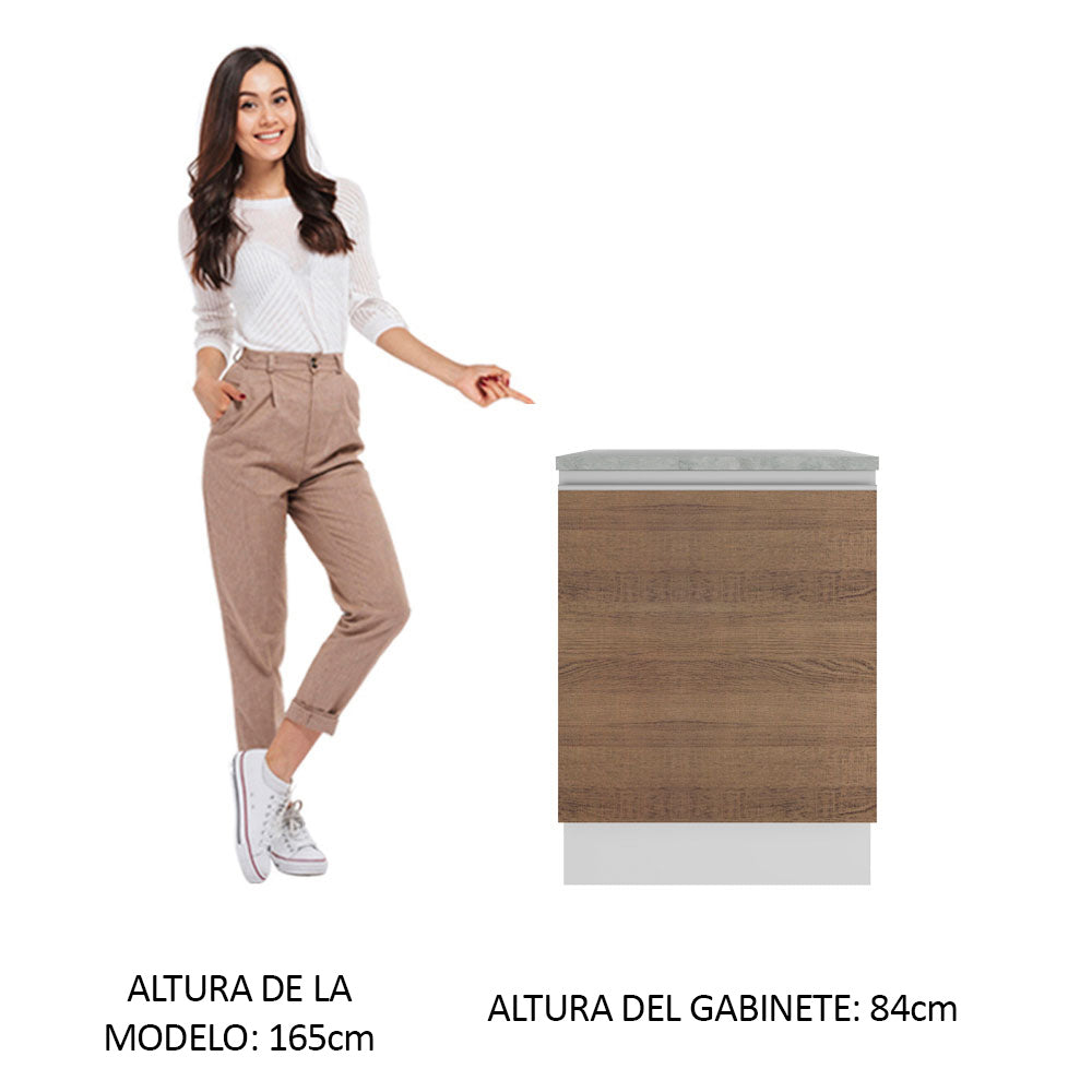 Bajo Mesada 60 cm 1 Puerta Glamy Blanco/Marrón