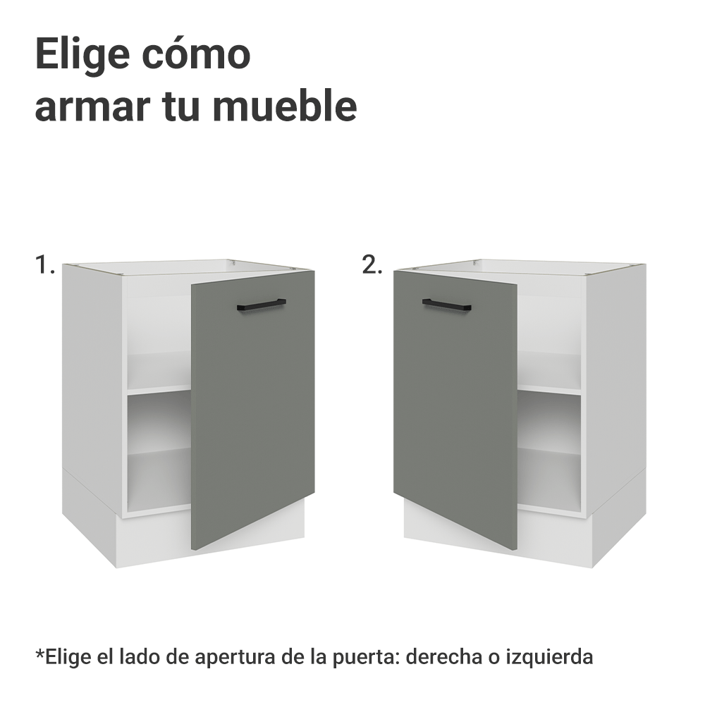 Bajo Mesada 60 cm 1 Puerta Sin Mesada Blanco/Gris Agata Madesa