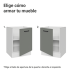 Bajo Mesada 60 cm 1 Puerta Sin Mesada Blanco/Gris Agata Madesa