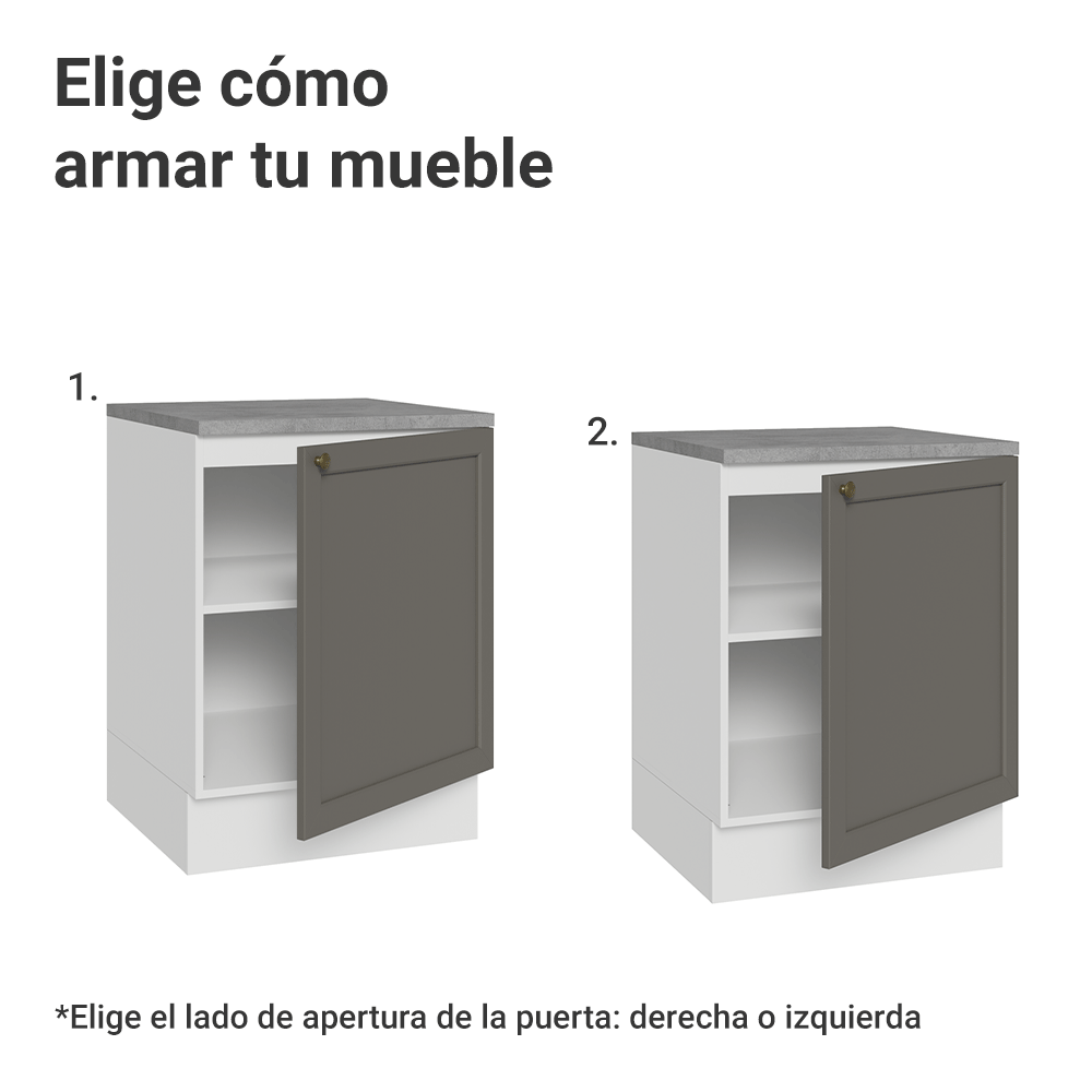 Bajo Mesada de Cocina 60 cm 1 Puerta Blanco/Gris Vik Madesa
