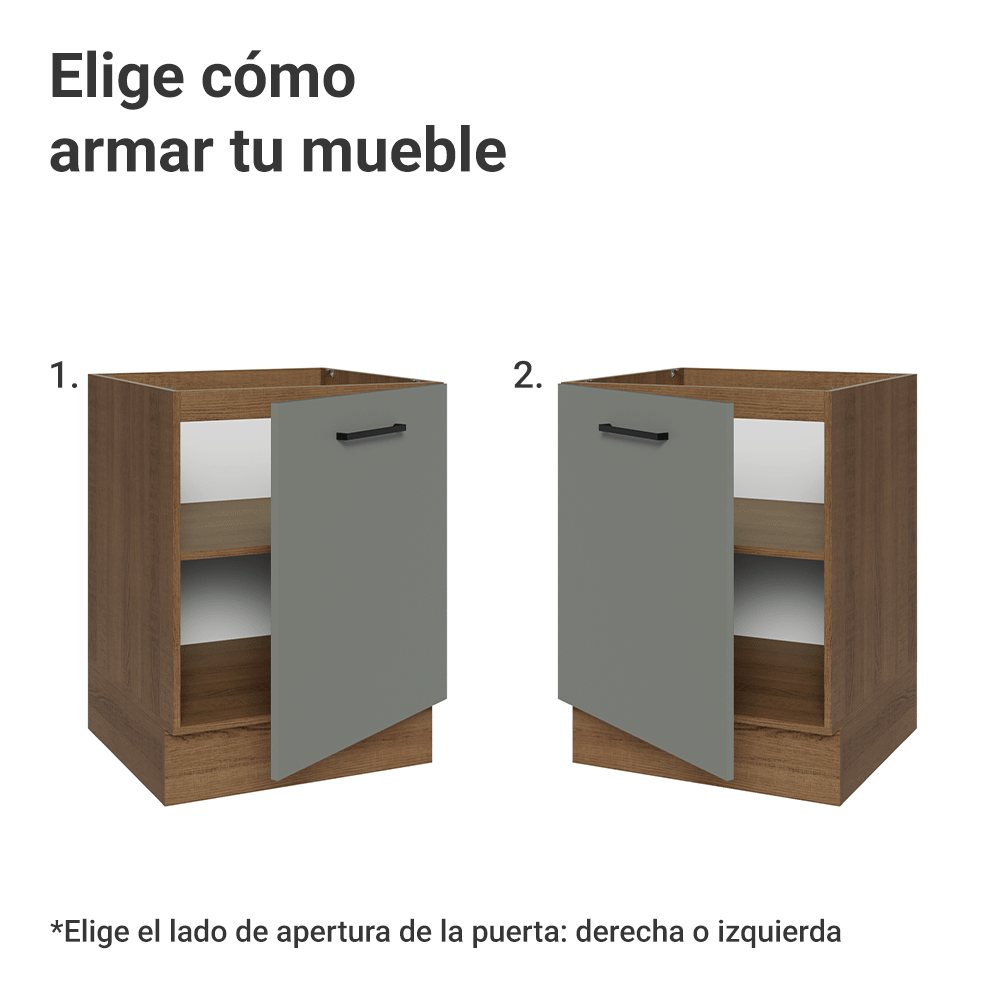 Bajo Mesada 60 cm 1 Puerta Sin Mesada Marrón/Gris Agata Madesa